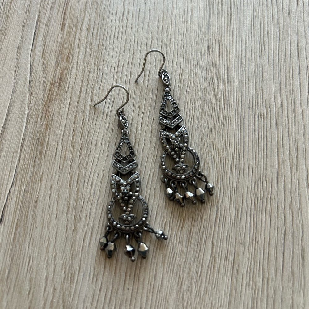Dark Silver Dangle Earrings